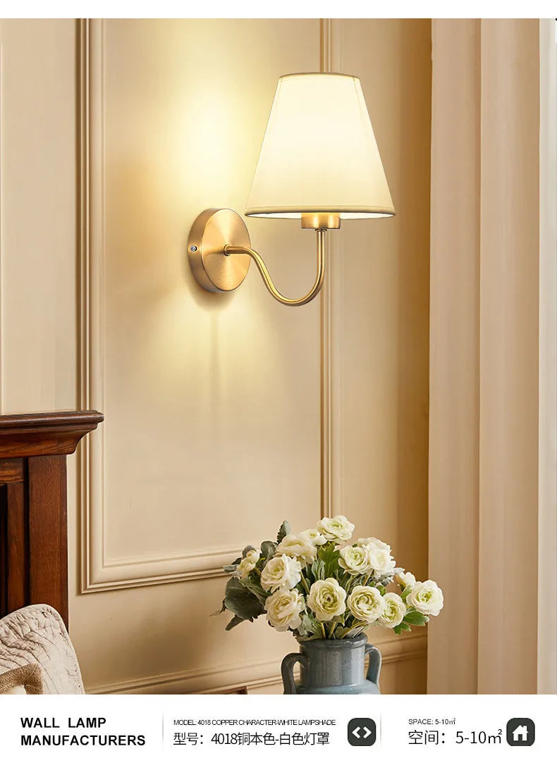 Modern Fabric Wall Lamps Retro Bedside Wall Lamp Living Room Wall Lights Simple Loft Wall Sconce Lighting Fixture AC85-265V E27