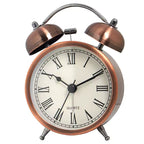 Twin Bell Alarm Clock, 12.5 cm / 4.9 in Metal Quartz Bedside Timepiece with a Backlit Dial, Roman or Arabic Numerals, for Bedroom and Desk