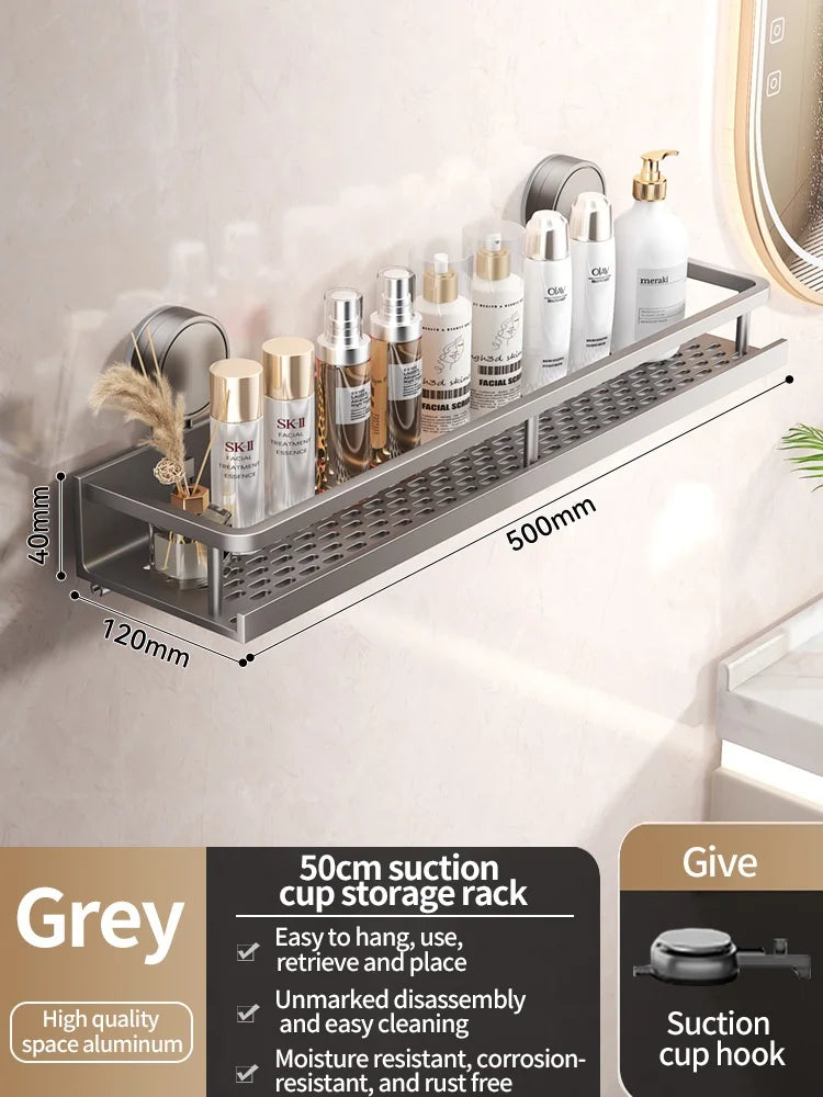 Product board for the 50 cm / 19.7 in gray shelf with toiletries lined along it