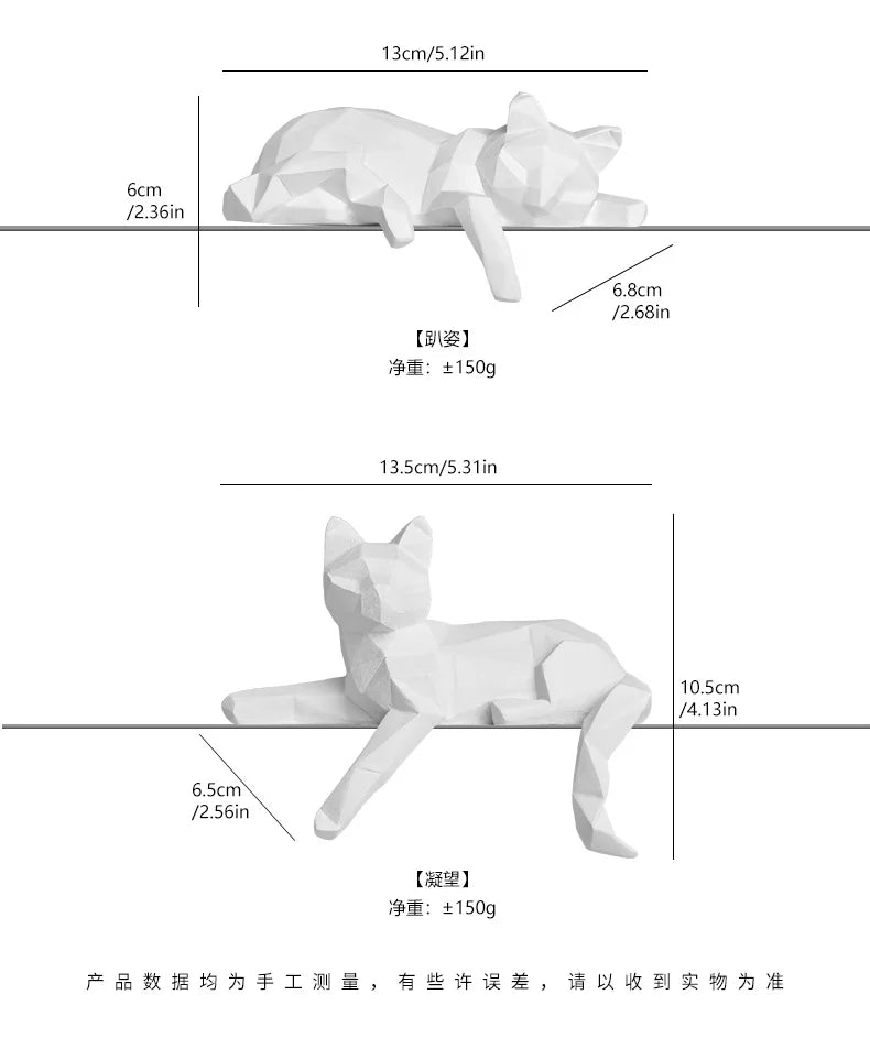 Size chart for both cat poses, 13 cm / 5.1 in and 12.5 cm / 5.3 in long
