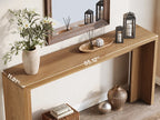 Styled console with its length and depth measurements printed across the top