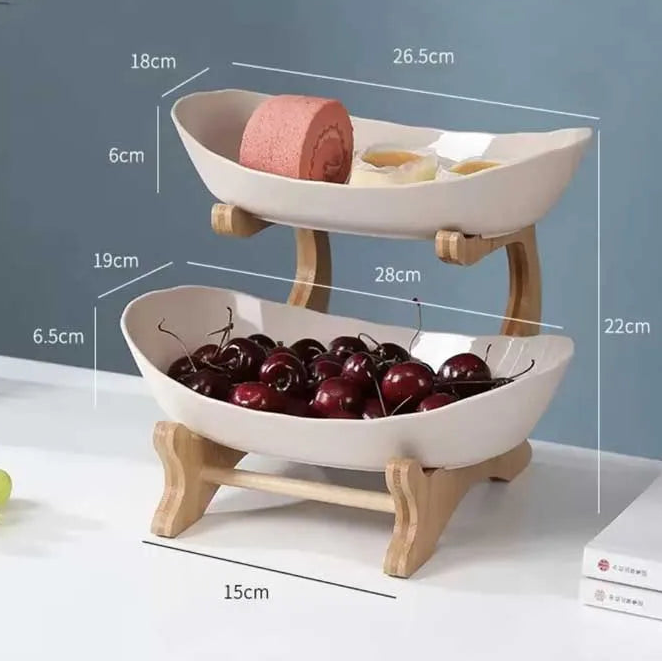 Measured diagram of the serving stand giving plate widths and overall height
