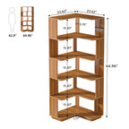 Size chart giving the height, width and depth of the six tier corner bookcase