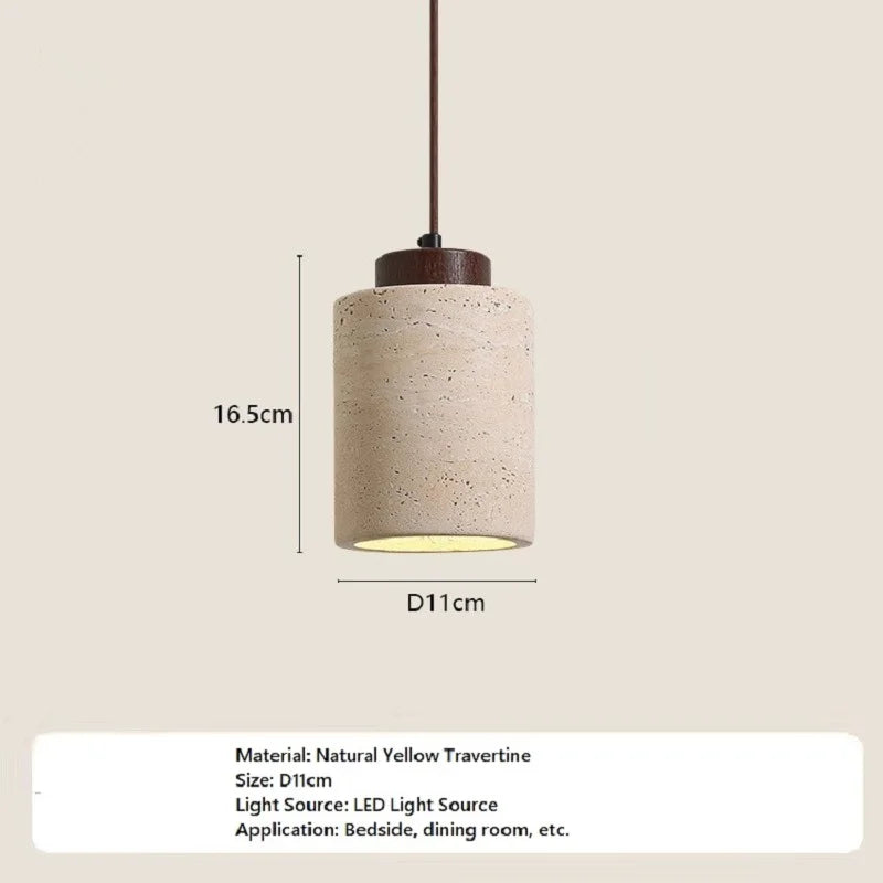 Specification card for the stone pendant with its shade size and material notes