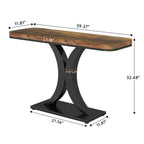 Dimension diagram of the console table with the sizes marked in inches