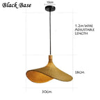 Spec drawing of the straw hat shade with a 1.2 m / 47 in adjustable hanging wire
