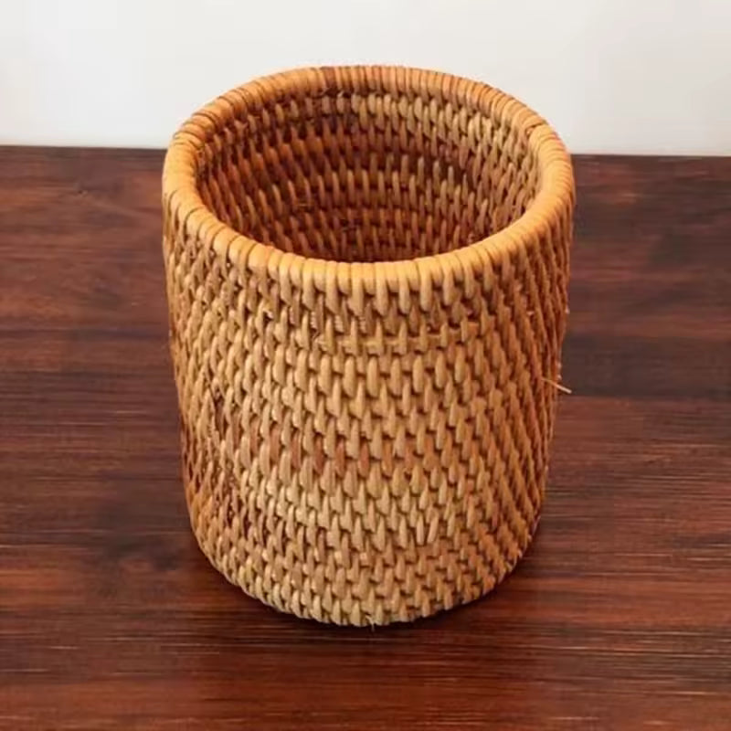 Rattan Storage Basket for Silverware and Chopsticks, Woven Vine Utensil Holder 10 cm / 3.9 in Tall, Kitchen Counter and Dining Table Caddy