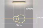 Dimension drawing of the ring bar pendant with width and drop marked