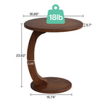 Spec diagram of the round side table with its top load limit and dimensions
