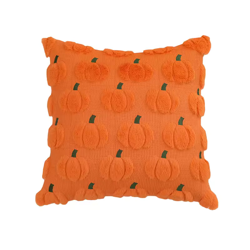 Solid Fall Throw Pillow Cover, Woven Jacquard Autumn Cushion Case in Beige, Orange, Yellow and Orange Red, 45 x 45 cm / 17.7 in