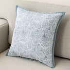 Gray and Blue Chenille Throw Pillow Cover, Woven Jacquard Cushion Case in Four Cool Toned Designs, 40 x 40 to 50 x 50 cm / 15.7 to 19.7 in