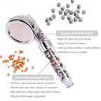 Mineral Filter Shower Head, Handheld Chrome Sprayer with Clear Bead Barrel, Rainfall Jet and Massage Settings, Water Saving for Bathrooms