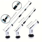Cordless Electric Spin Scrubber, Rotating Power Cleaning Brush with 7 Heads and Adjustable Extension Handle for Bathroom, Kitchen and Tile