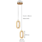 Size chart for the two ring version with canopy and drop marked
