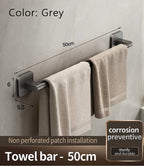 Product board for the gray 50 cm / 19.7 in towel bar with its depth marked