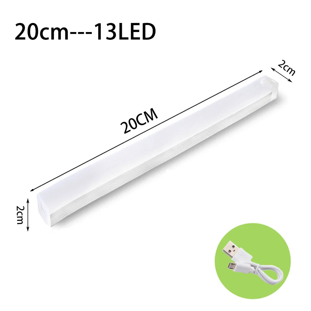 Diagram of the 20 cm / 7.9 in bar with thirteen LEDs and its depth marked
