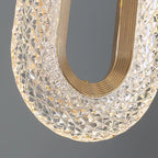 Macro view of the curved base of the ring packed with clear crystals