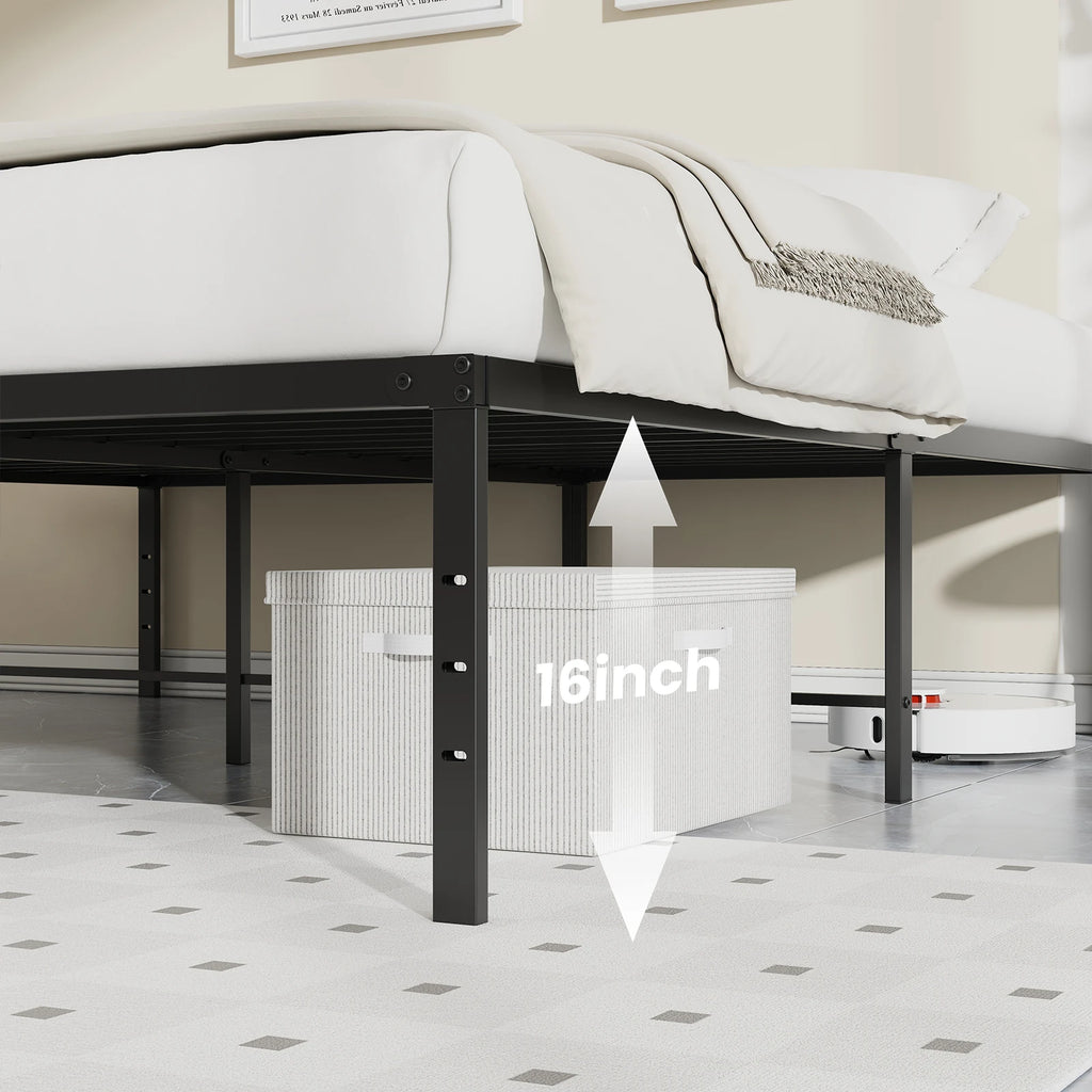 Under bed clearance arrow beside a storage box slid below the mattress