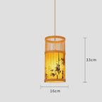 Spec drawing of the slatted cage shade with bamboo stems, 16 x 33 cm / 6.3 x 13 in