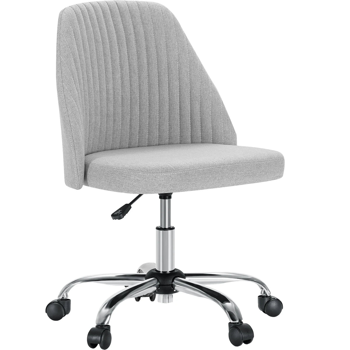 Light gray armless swivel chair with a padded seat shown against a white background