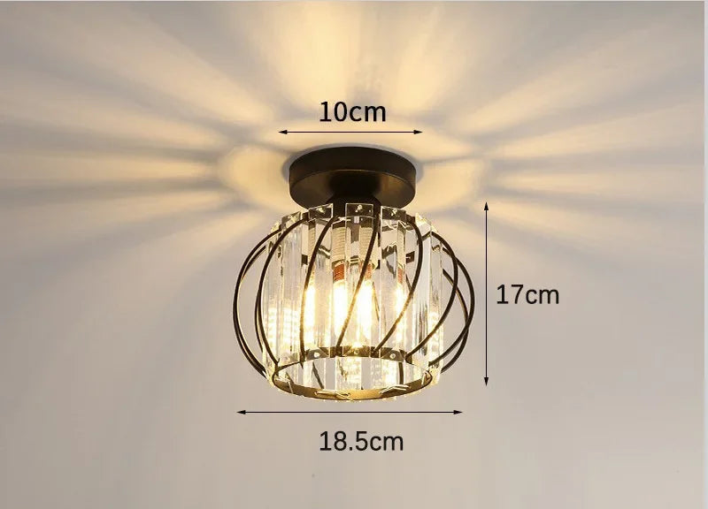 Size chart for the crystal cage light, 18.5 cm / 7.3 in wide and 17 cm / 6.7 in tall