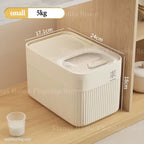 Airtight Rice Storage Container with Measuring Cup, Sealed Food Grade Bin for Rice, Flour, Cereal and Dry Pet Food, 5 to 15 kg / 11 to 33 lb