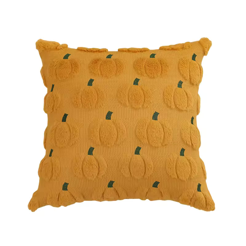 Solid Fall Throw Pillow Cover, Woven Jacquard Autumn Cushion Case in Beige, Orange, Yellow and Orange Red, 45 x 45 cm / 17.7 in