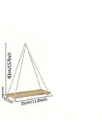 Dimension diagram of the rope shelf with its width and drop height labeled
