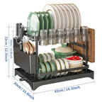 Size diagram of the black rack marked 42 cm / 16.5 in wide and 33 cm / 12.9 in tall