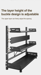 Diagram showing how the shelf height adjusts on the buckle design
