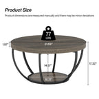 Spec diagram of the gray top coffee table with the lower shelf size marked