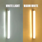 Two panels comparing the cool white glow with the warm white glow