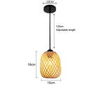 Spec drawing of the barrel shade, 18 cm / 7.1 in tall with a 120 cm / 47 in cord