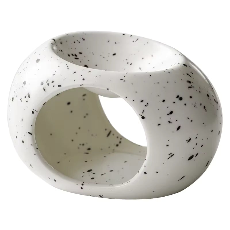 Ceramic Oil Warmer and Wax Melt Burner, Tealight Heated Pebble 10.5 cm / 4.1 in Long, Matte Black or Speckled White, Bedroom and Bathroom
