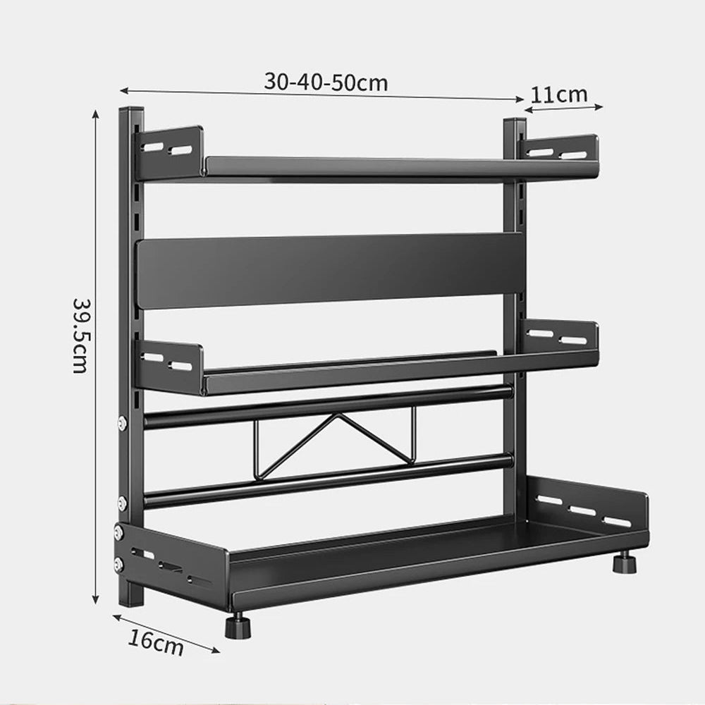 Diagram of the spice rack with its width, depth and height marked