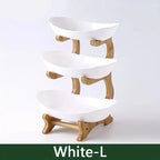 White three tier oval plate stand on a plain background as the large size