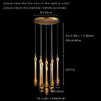 Size chart for the ten light teardrop chandelier with its cord noted