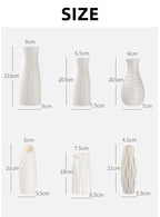 Size chart showing six vase shapes with height and width labels