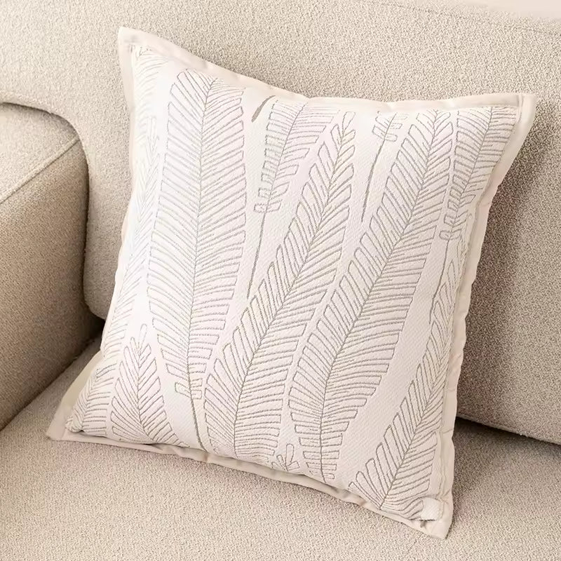 Cream Chenille Throw Pillow Cover, Woven Jacquard Cushion Case in Ivory, Five Designs, 40 x 40 to 50 x 50 cm / 15.7 to 19.7 in