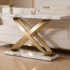 Faux marble gold console table