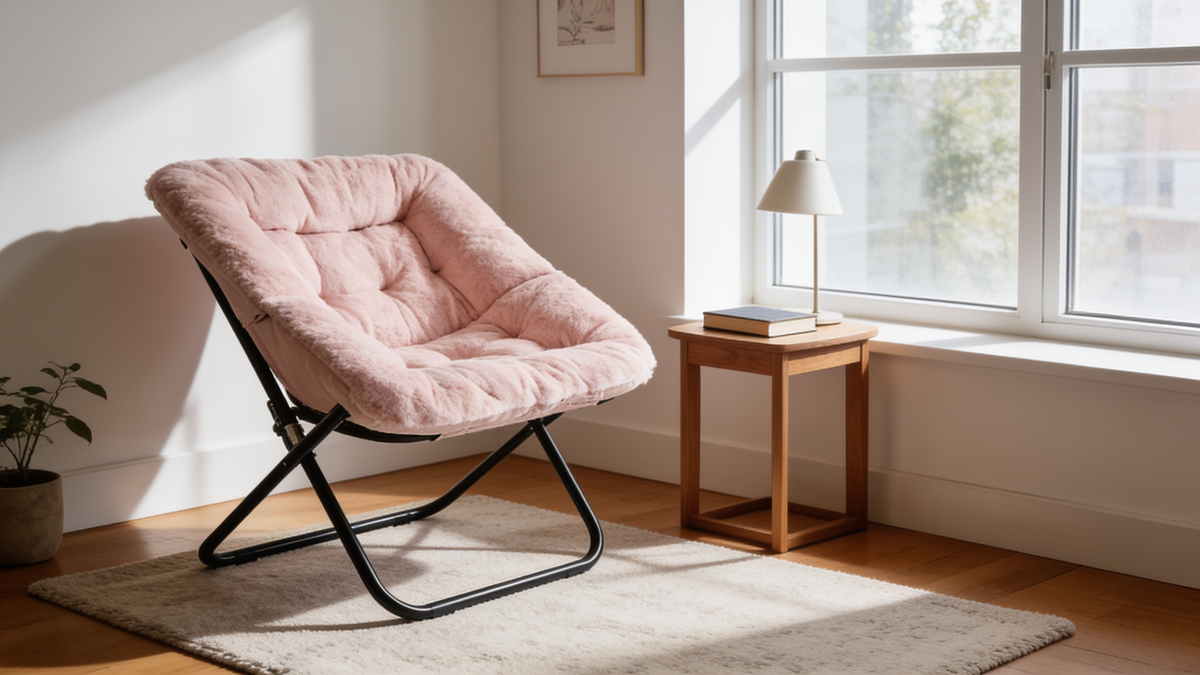 Faux fur saucer chair with soft texture detail