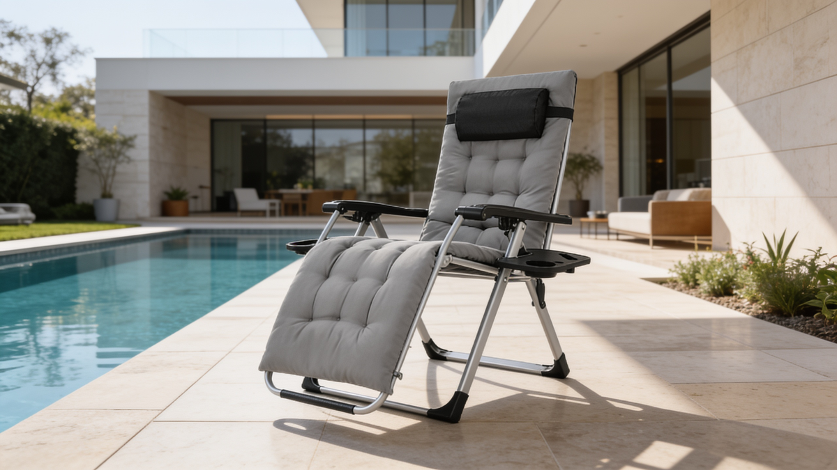 Breathable mesh backrest of the folding rocking outdoor recliner