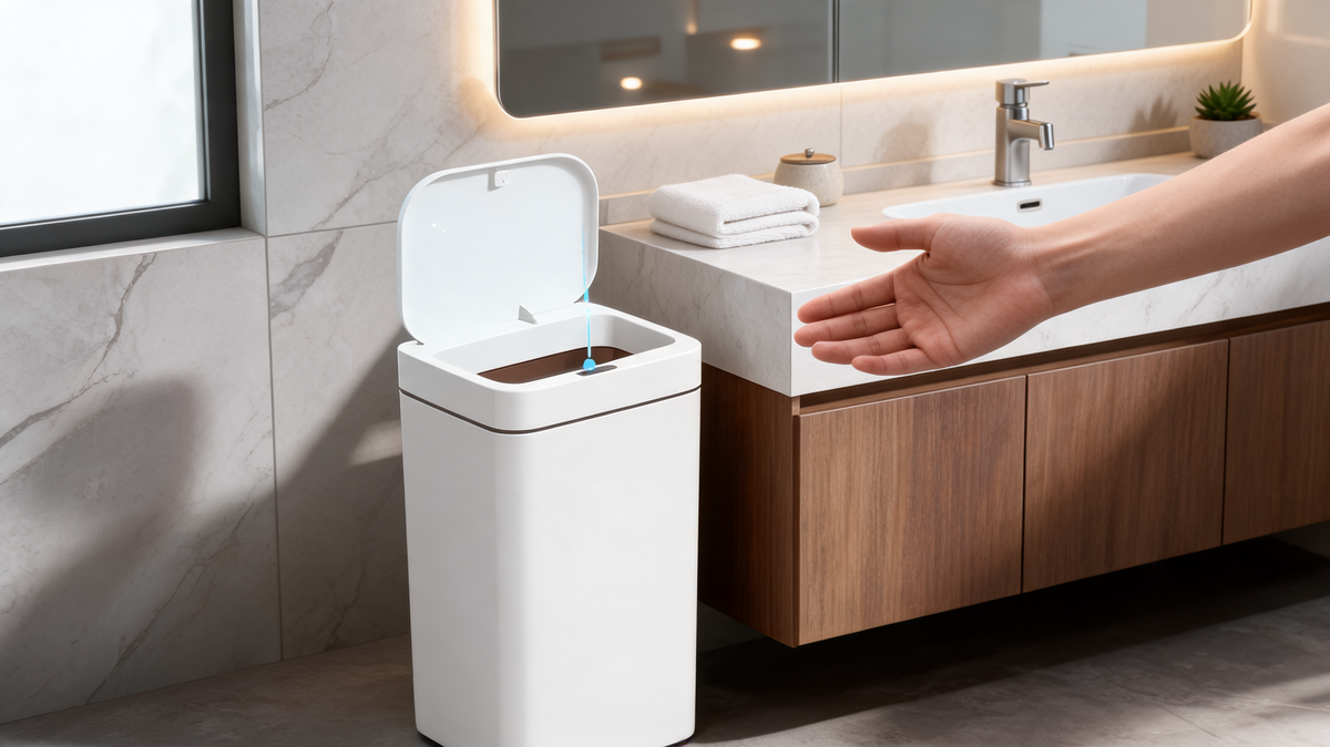 Pull cord sealing and lifting the bag out of the touchless sensor trash can
