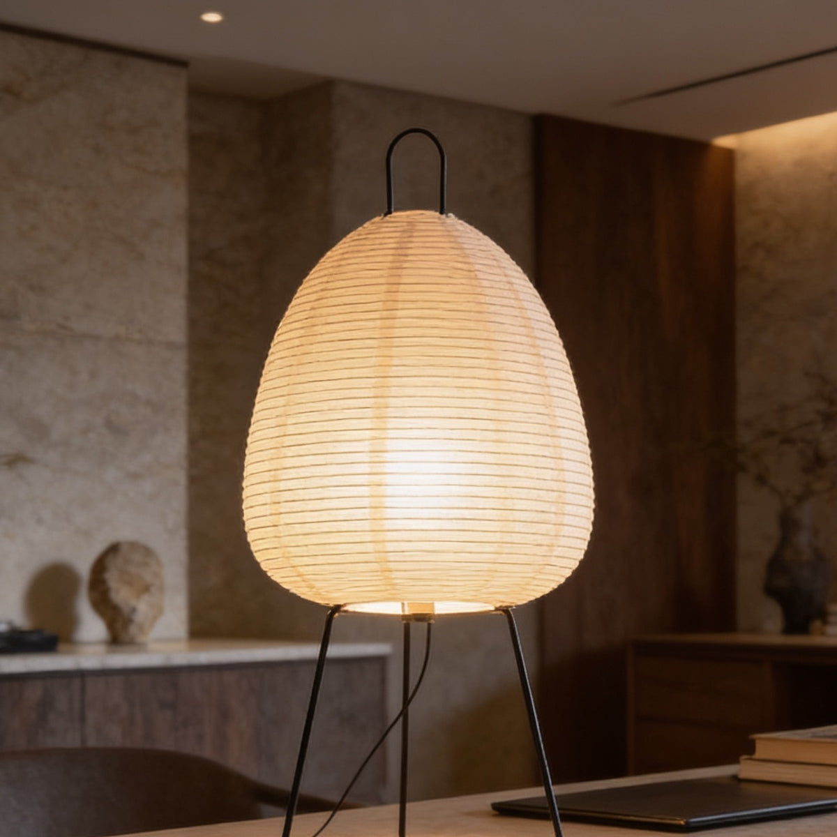 Nordic wabi sabi LED desk lamp lit