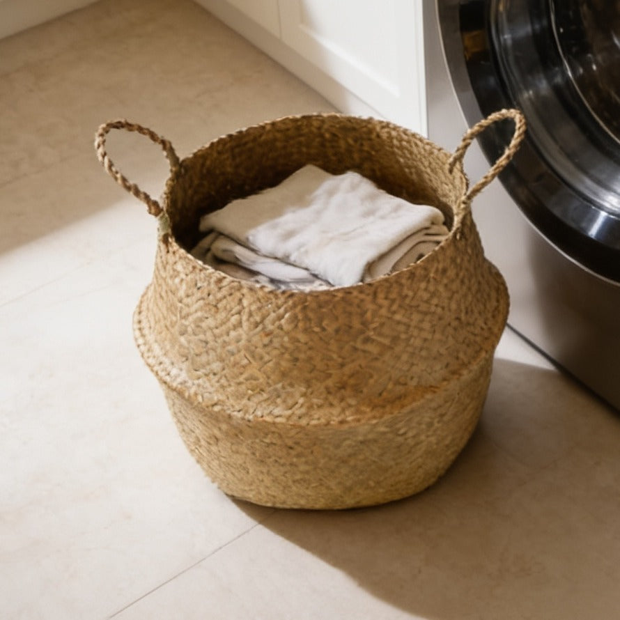 Seaweed wicker storage basket