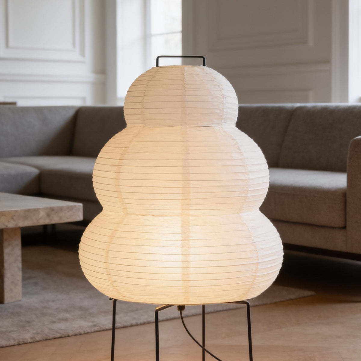 Akari style rice paper table lamp