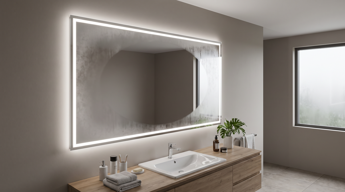 mirror3b LED mirror clear at the centre after a shower