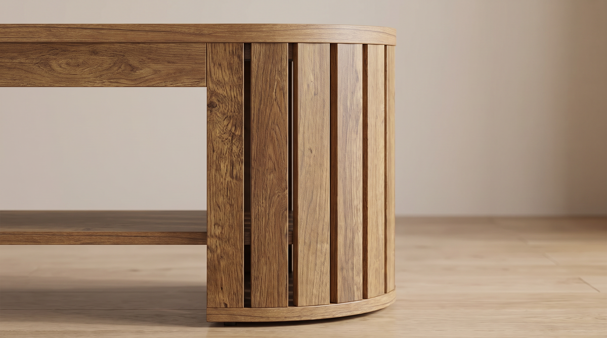 bench3 Close view of the slatted arc leg