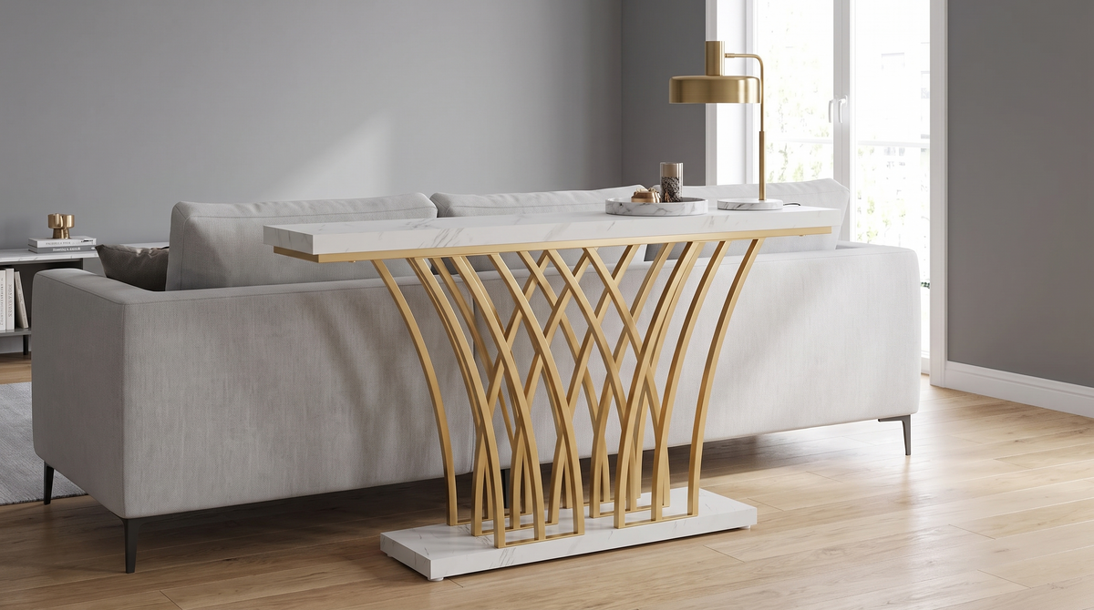 console2c Console table behind a sofa