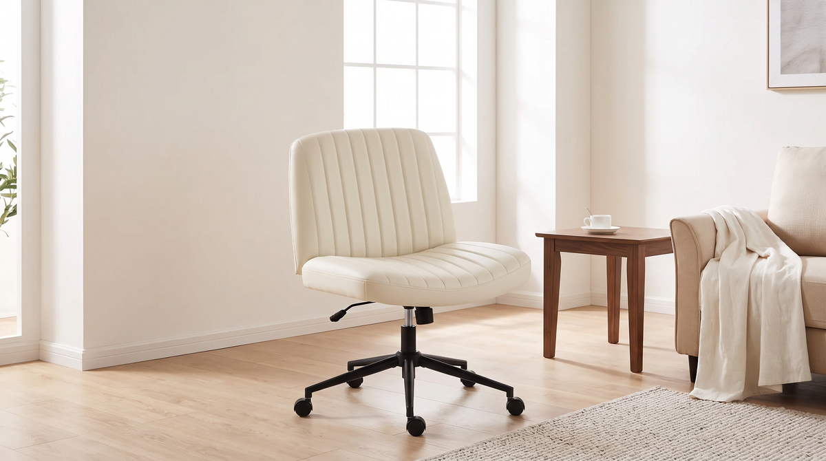 Armless criss cross chair used as an occasional chair
